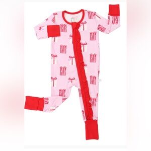 Pink and Red Gift Print Girls Convertible Pajamas